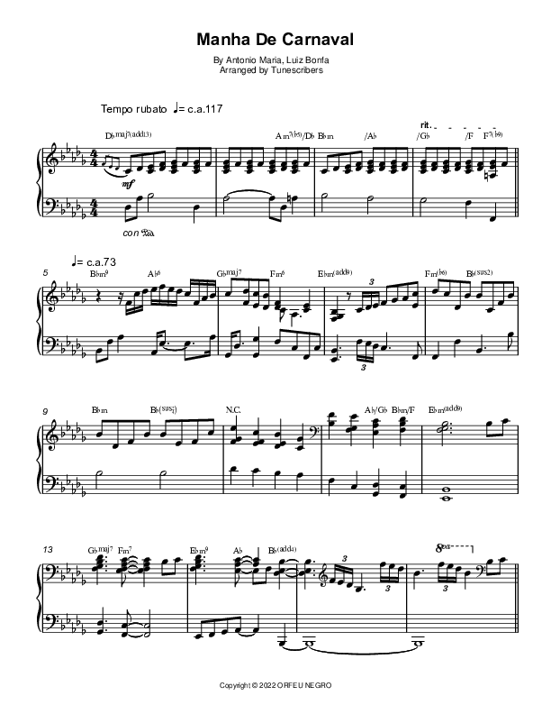 Manhã de Carnaval (arr. Tunescribers)