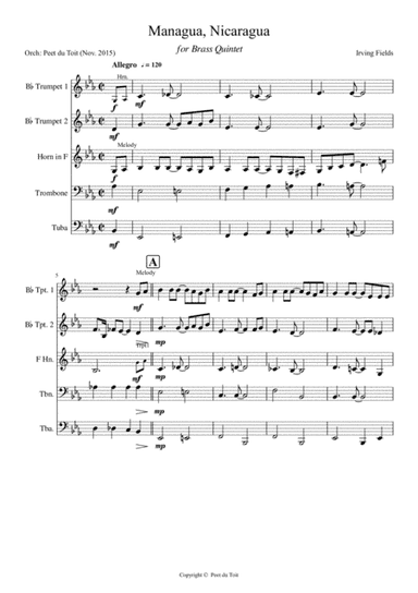 Managua, Nicaragua (arr. Peet du Toit)