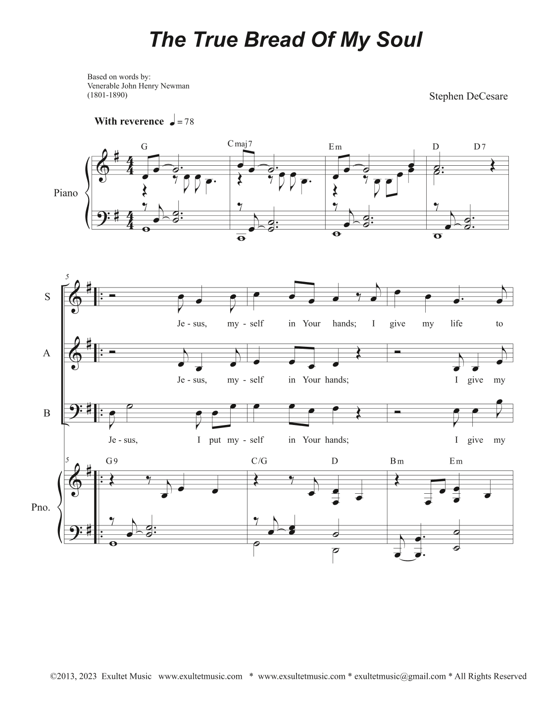 The True Bread Of My Soul (Vocal Trio - (SAB)