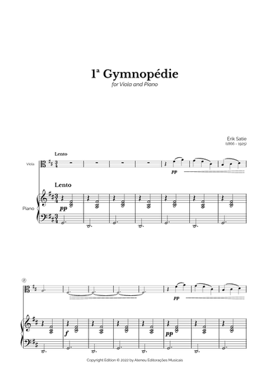 Gymnopédie No.1 for Viola and Piano (arr. Marcos Soares)