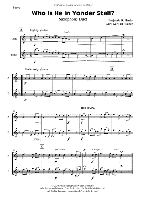 Who Is He In Yonder Stall? (arr. Gert Th. Walter)