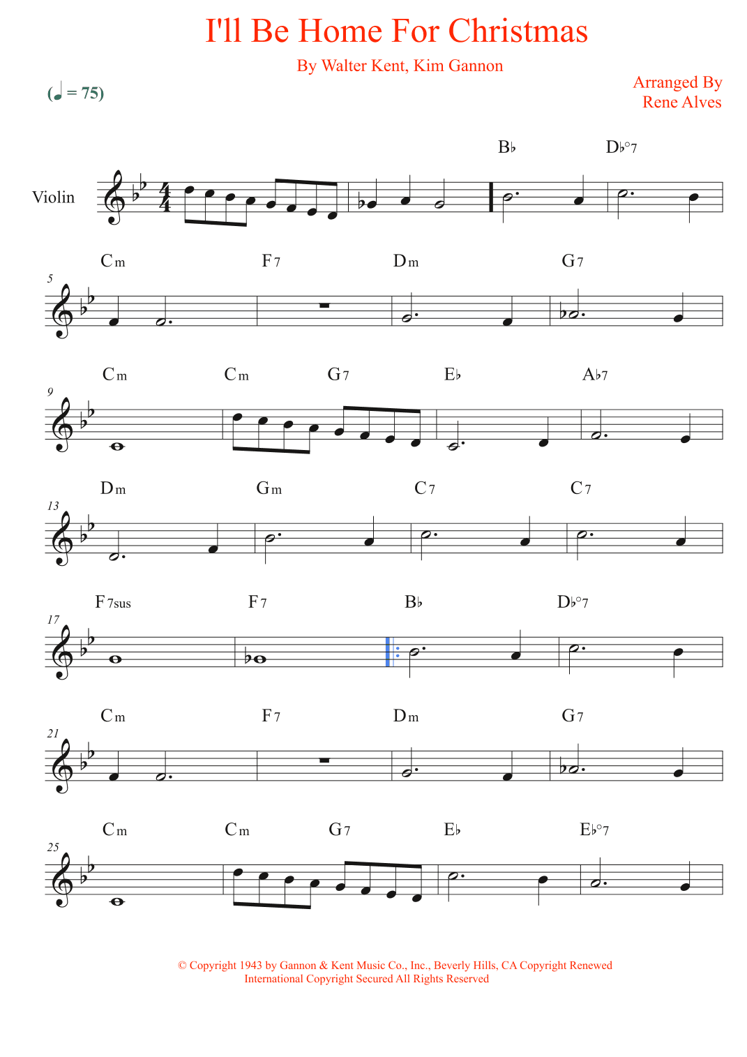 I'll Be Home For Christmas (arr. Rene Alves)