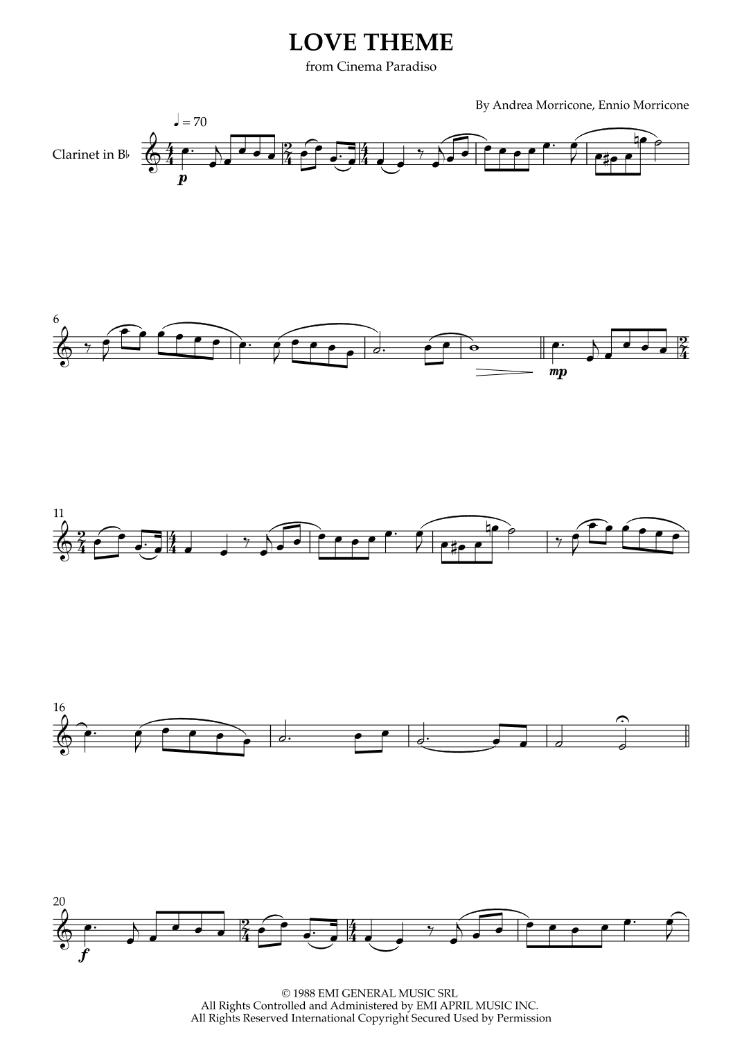 Love Theme (tema D'amore) (arr. Karen Gueiros)
