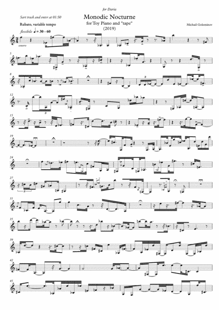 Monodic Nocturne for piano and electronics