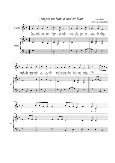 Angels we have heard on high. Singing and piano (arr. Ester Alessandrini)