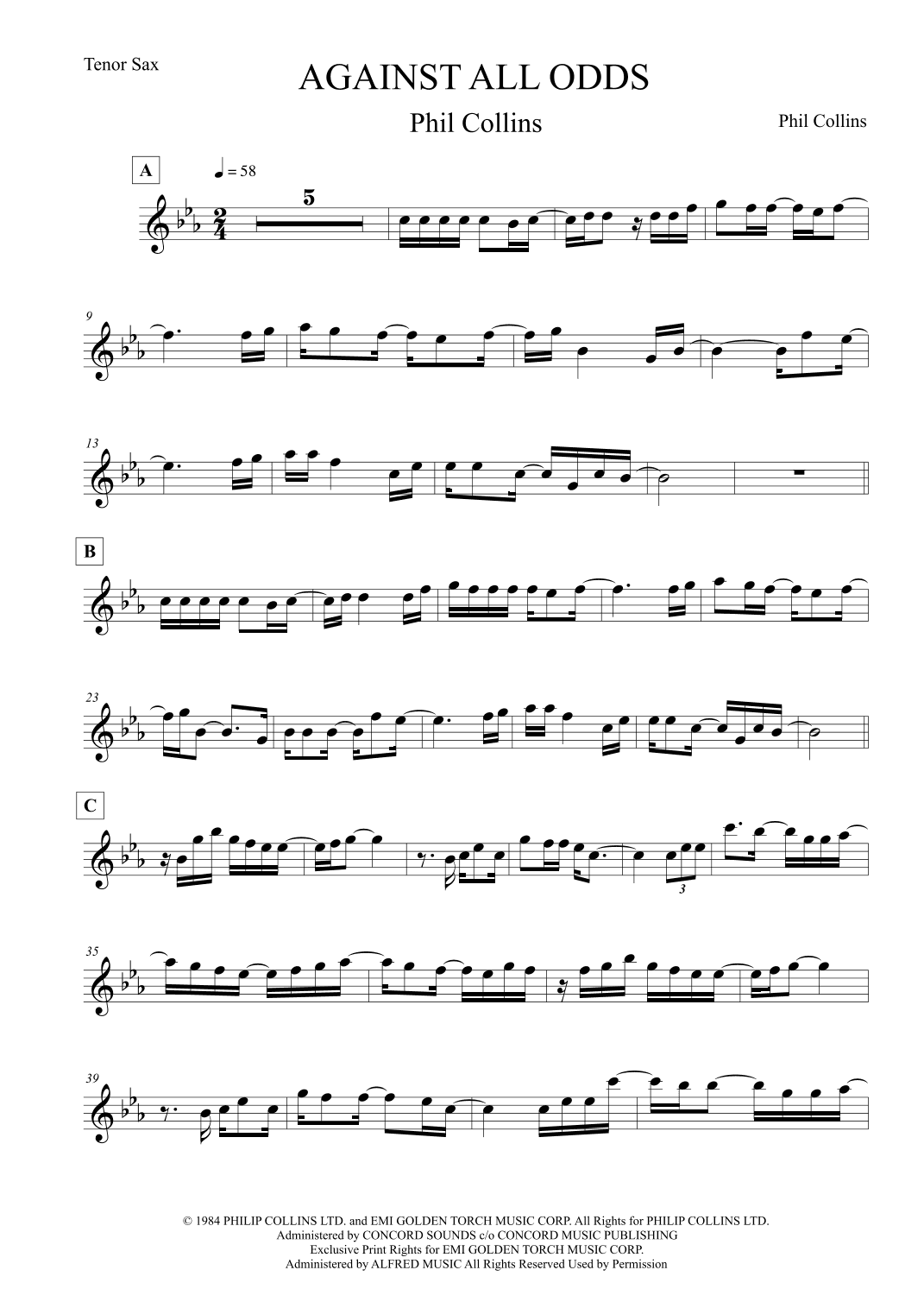 Against All Odds (take A Look At Me Now) (arr. Leo Silva)