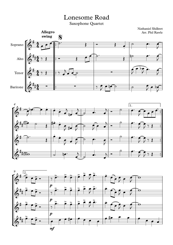 The Lonesome Road (arr. Phil Rawle)