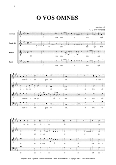 O VOS OMNES - T.L. De Victoria - For SATB Choir