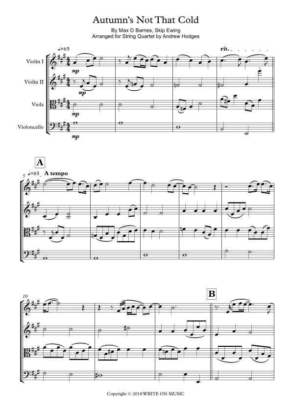 Autumn S Not That Cold (arr. Andrew Hodges)