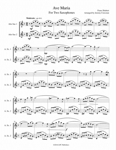 Ave Maria for Two Saxophones (arr. Jeremy Corcoran)