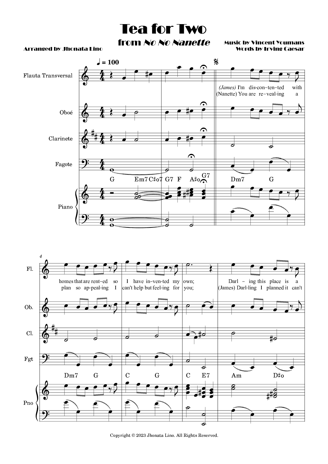 Tea For Two (arr. Jhonata Lino)