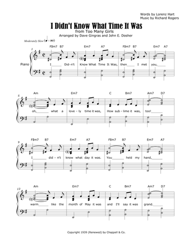 I Didn't Know What Time It Was (arr. Dave Gingras and John E. Dosher)