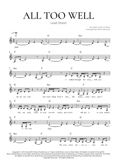 All Too Well (arr. Pedro Merendi)