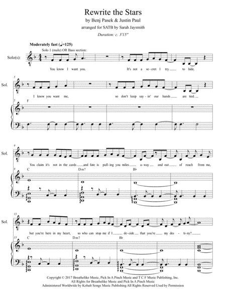 Rewrite The Stars (arr. Sarah Jaysmith)