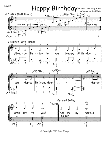 Happy Birthday 2nd Year Elementary Piano (arr. Scott Camp)