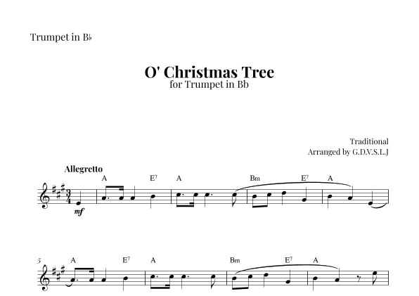 O' Christmas Tree (arr. G.D.V.S.L.J)