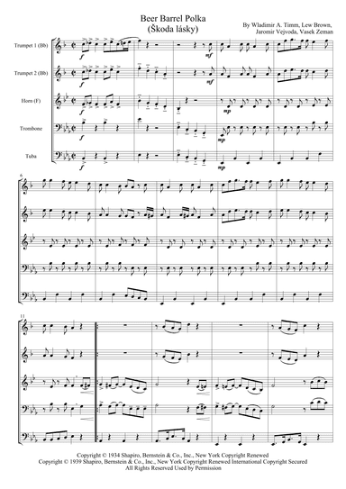 Beer Barrel Polka (roll Out The Barrel) (arr. Edition Maulwurf)