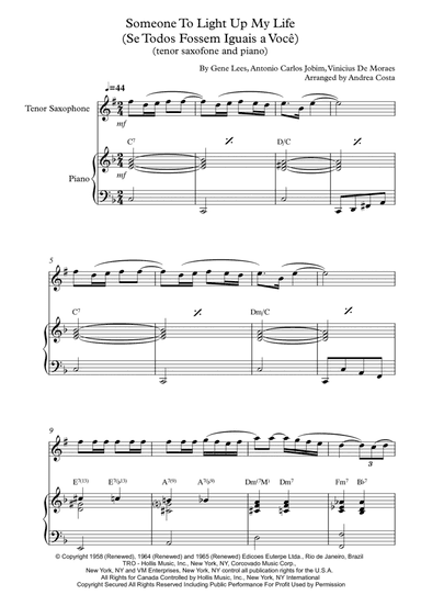 Someone To Light Up My Life (se Todos Fossem Iguais A Voce) (arr. Andrea Costa)