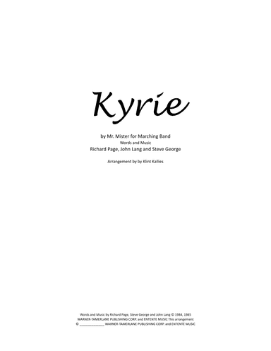 Kyrie (kyrie Eleison) (arr. Klint A Kallies)