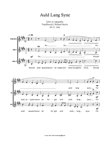 Auld Lang Syne - SAA a cappella trio (arr. Charles Lee)