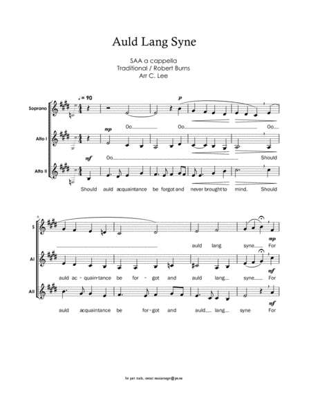 Auld Lang Syne - SAA a cappella trio (arr. Charles Lee)