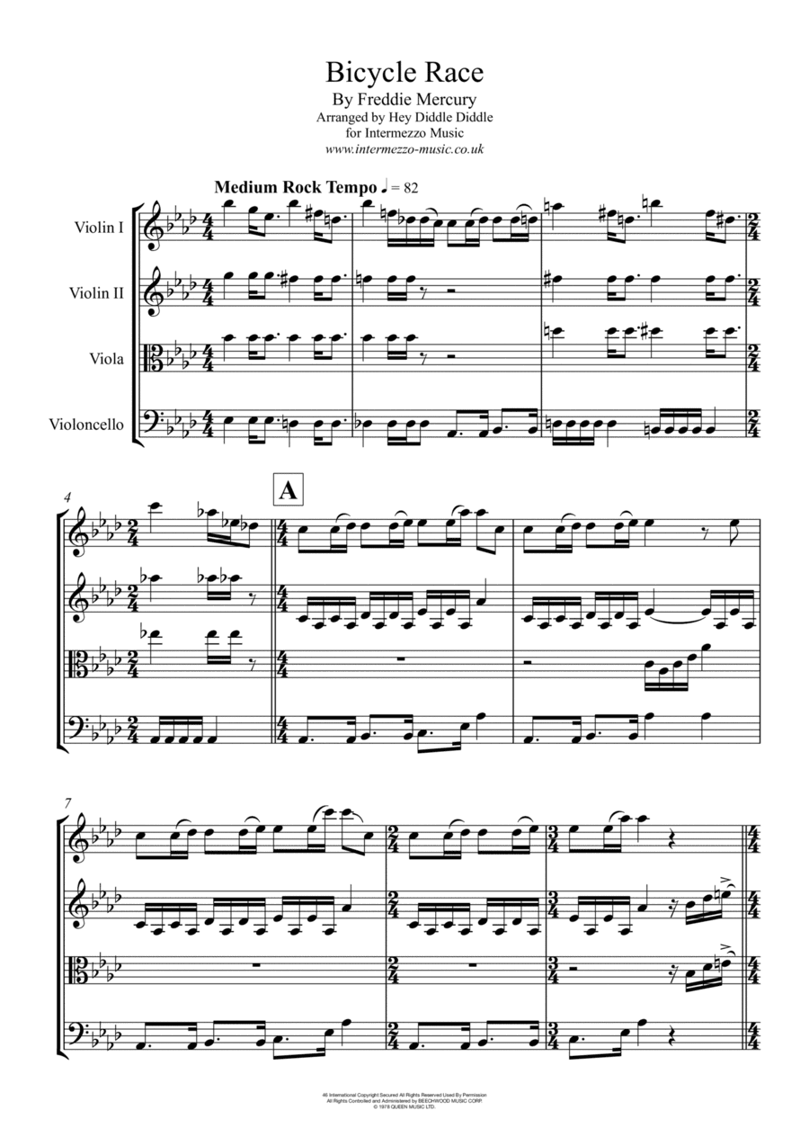 Bicycle Race (arr. Hey Diddle Diddle)