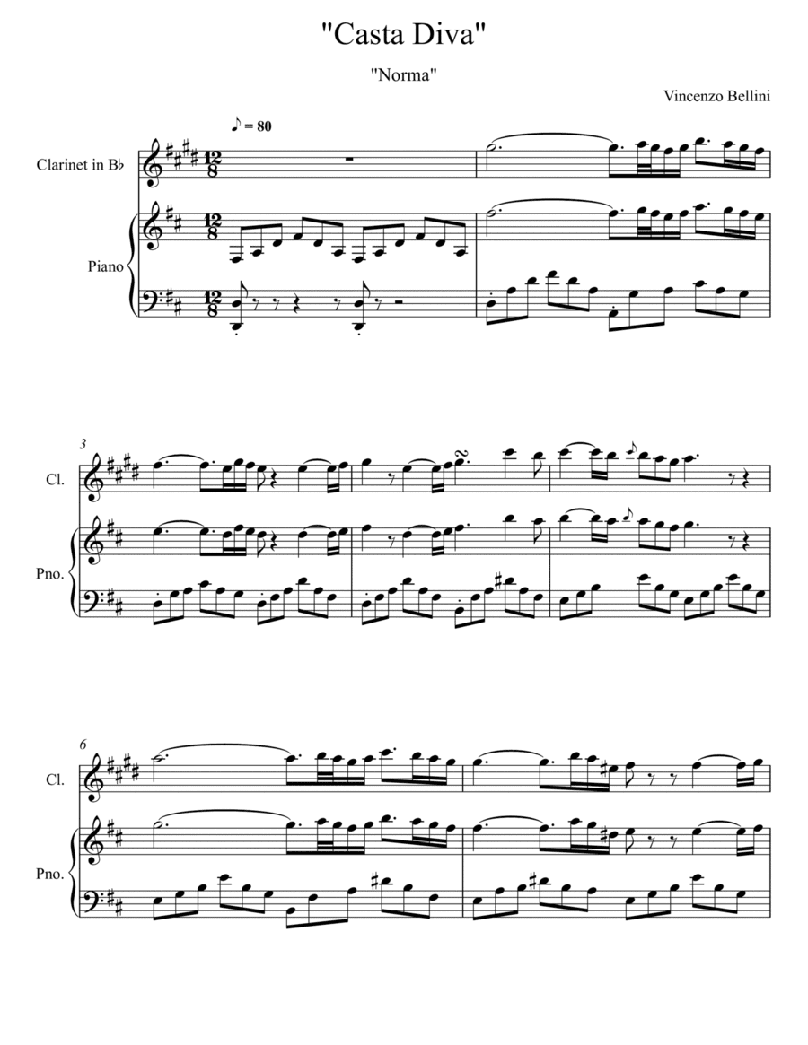 Vincenzo Bellini - Casta Diva - Norma (Clarinet Solo) (arr. André Laitano)