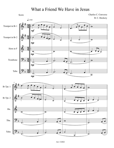 What a Friend We Have in Jesus (Brass Quintet) (arr. B. C. Dockery)