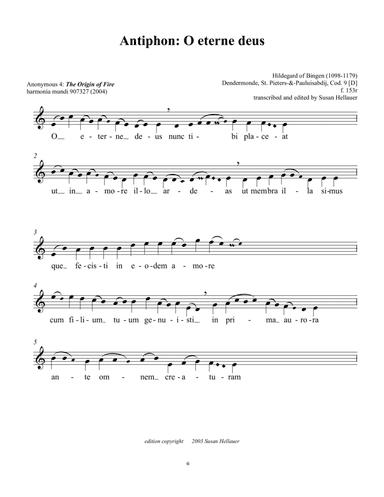 Antiphon: O eterne deus, from Anonymous 4: "The Origin of Fire" - Score Only (arr. Susan Hellauer)