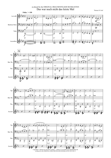 Das war noch nicht das letzte Mal - German Polka - Oktoberfest - Drachenfelser Musikanten - Quartet