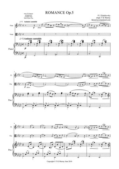 Tchaikovsky - Romance Op.5 - Flute, Viola & Piano (arr. Tim TK Murray)