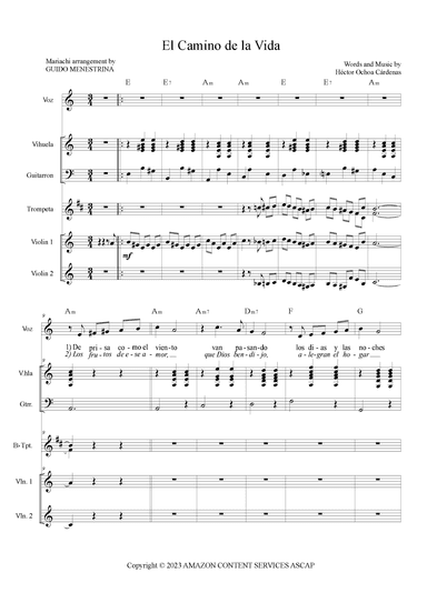 El Camino De La Vida - Daniela Y Vicente - Score Only (arr. Guido Menestrina)