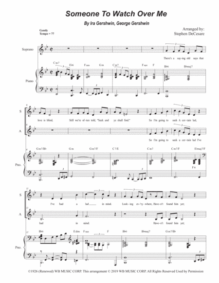 Someone To Watch Over Me (arr. Stephen DeCesare)