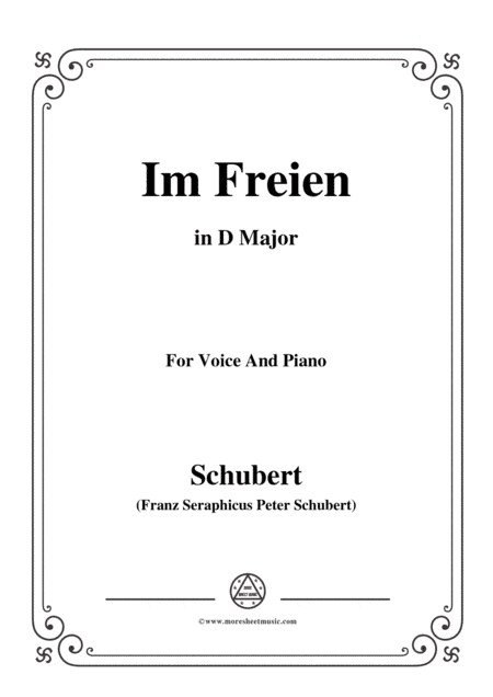 Schubert-Im Freien,in D Major,Op.80 No.3,for Voice and Piano (arr. MSM)