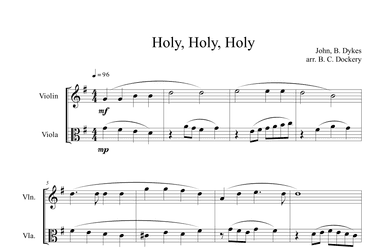Holy, Holy, Holy (Violin and Viola Duet) (arr. B. C. Dockery)