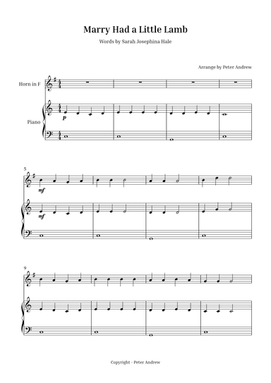 Marry Had  a Little Lamb (arr. Peter Andrew)