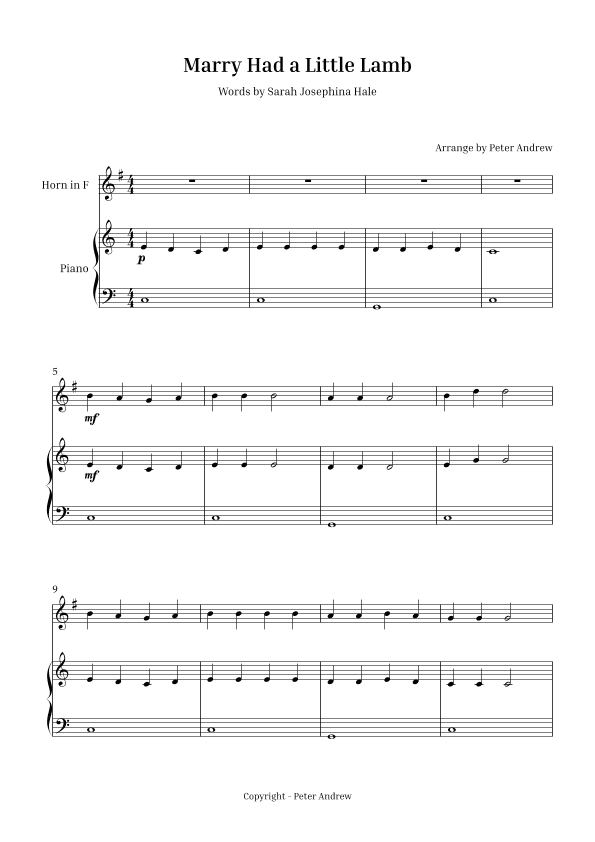 Marry Had  a Little Lamb (arr. Peter Andrew)