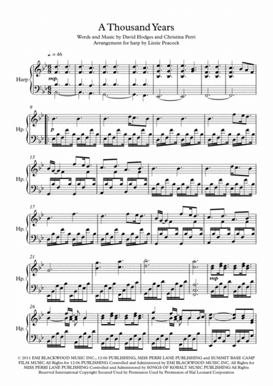 A Thousand Years (arr. Lizzie Peacock)