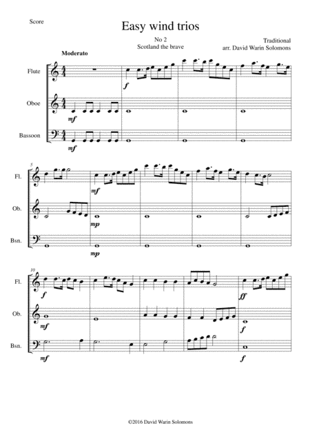 Scotland the brave for wind trio (flute, oboe, bassoon) (arr. David Warin Solomons)