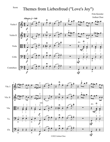Themes from Liebesfreud ("Love's Joy") (arr. Joshua Choe)