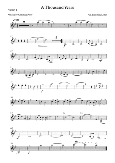 A Thousand Years (arr. Elizabeth Lister)