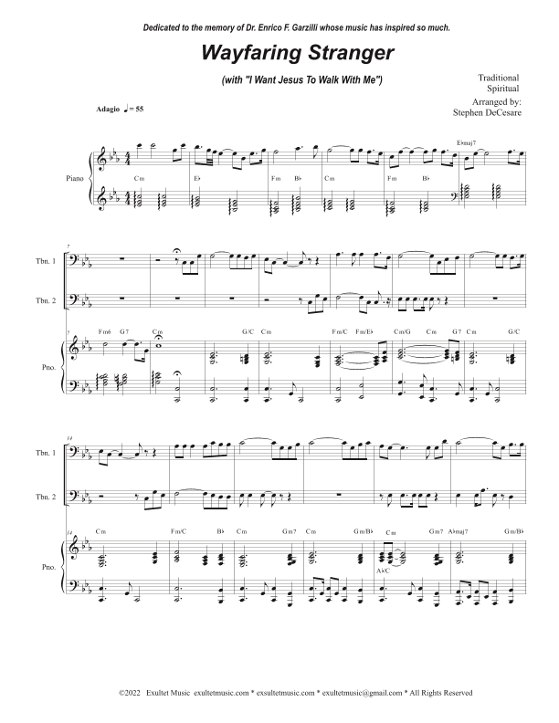 Wayfaring Stranger (with "I Want Jesus To Walk With Me") (Trombone Duet) (arr. Stephen DeCesare)