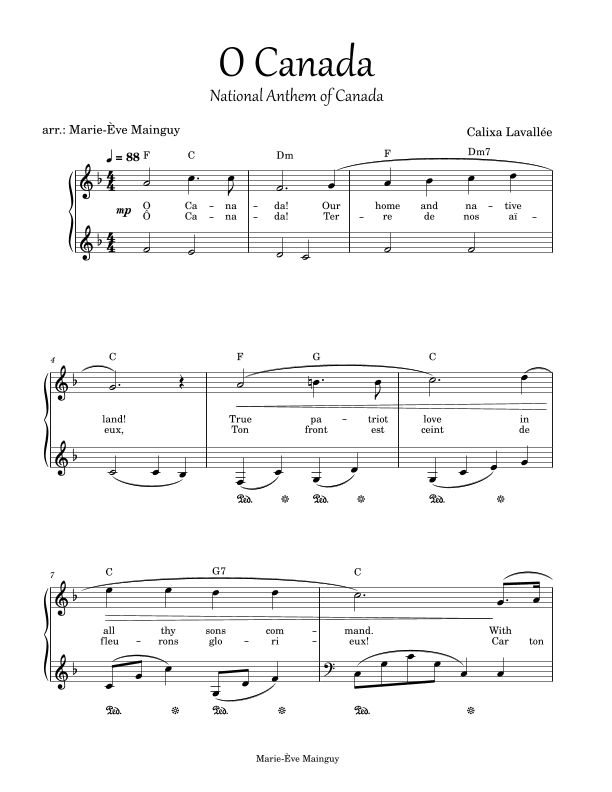 O Canada (arr. Marie-Ève Mainguy)