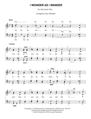 I Wonder As I Wander (arr. Joey Minshall)