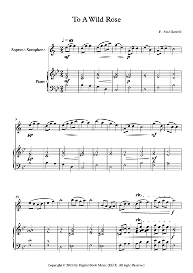 To A Wild Rose - Edward MacDowell (Soprano Sax + Piano) (arr. Digital Book Music)