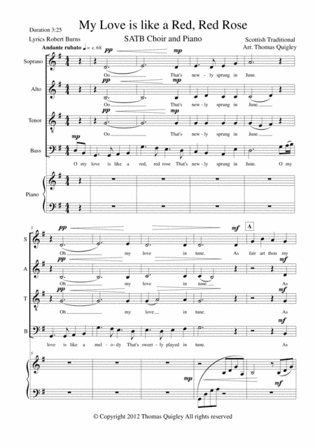 My Love is like a Red,Red Rose (arr. Thomas Quigley)