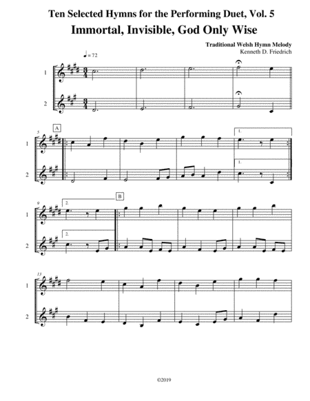 Ten Selected Hymns for the Performing Duet, Vol. 5 - alto and tenor saxophone (arr. Kenneth D. Friedrich)