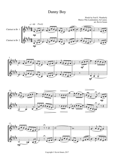 Danny Boy (Duet for 2 Bb Clarinets) (arr. Kevin Smuts)
