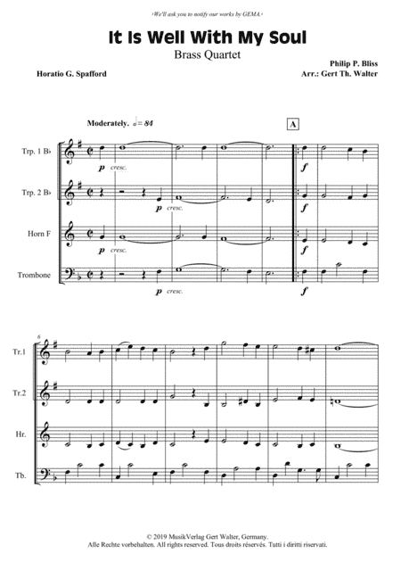It Is Well With My Soul (arr. Gert Th. Walter)