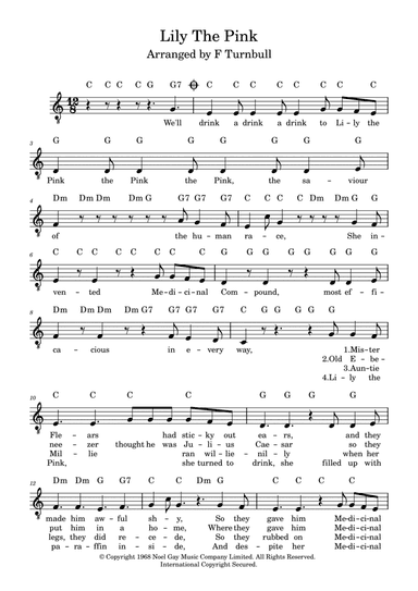 Lily The Pink (arr. F Turnbull)